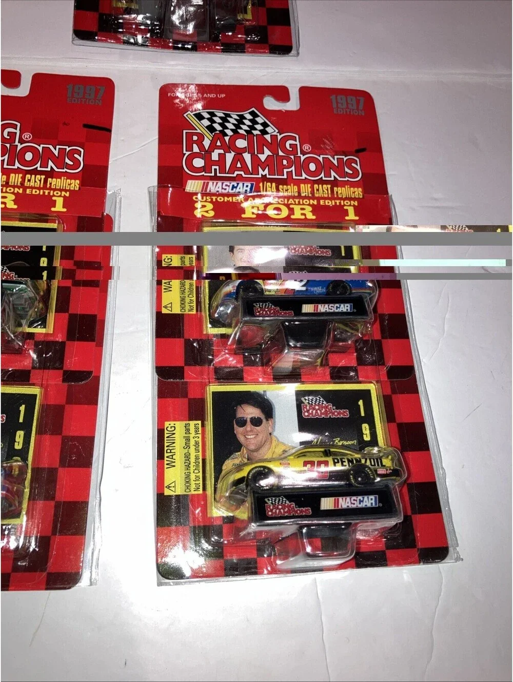 LOT OF 5 VINTAGE 1997 NASCAR Racing Champions 2 for 1 Packs 1/64 Die Cast NEW